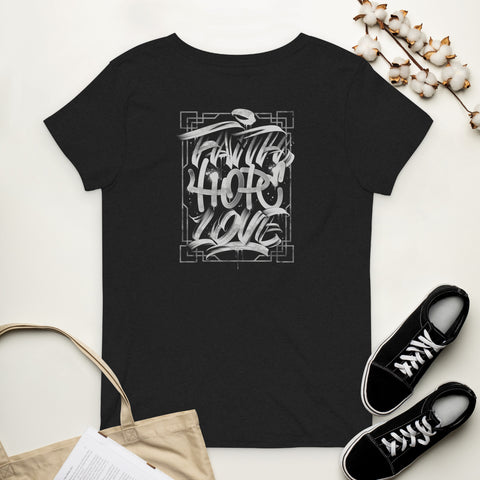 "Faith Hope Love" Women’s Recycled V-Neck T-Shirt