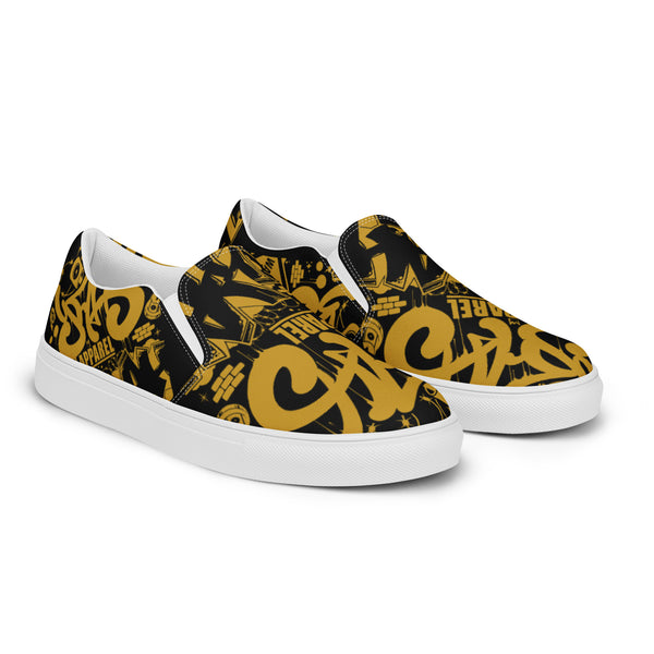 Black & Gold Vandal Ps119133 Men’s Slip-On Canvas Shoes