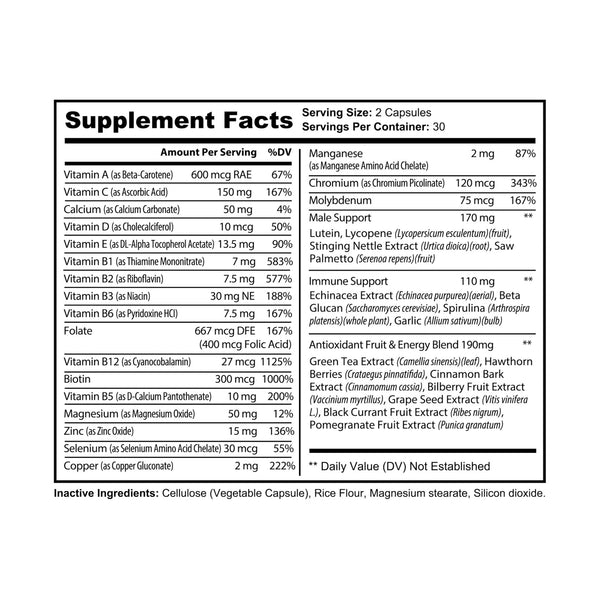 Y.A.H Wellness Multivitamin for Men Supplement (60 Capsules)