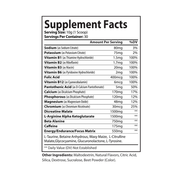 Y.A.H. Wellness Pre-Workout Supplement, Watermelon (300g, 10.58oz)