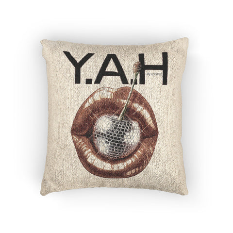 "Disco Lips" Statement Woven Pillow for Trendy Home Decor