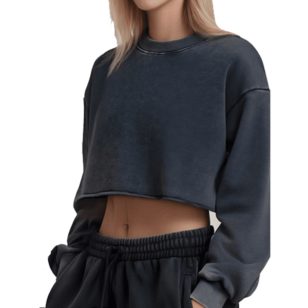"Stay Fierce Queen"  Washed Distressed Cropped Oversized Sweatshirt