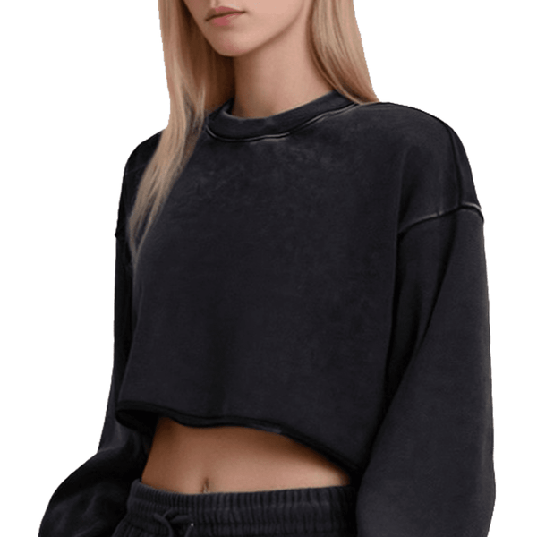 "Stay Fierce Queen"  Washed Distressed Cropped Oversized Sweatshirt
