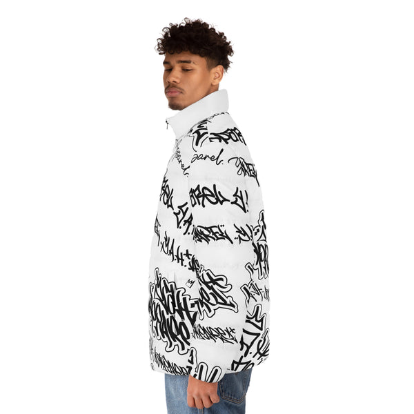 "All Of The Tags" White Men's Puffer Jacket