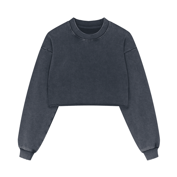 "Stay Fierce Queen"  Washed Distressed Cropped Oversized Sweatshirt