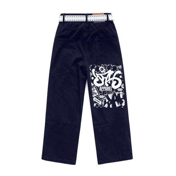 Y.A.H. Vandal Unisex Loose Fit Straight-Leg Washed Basic Jeans