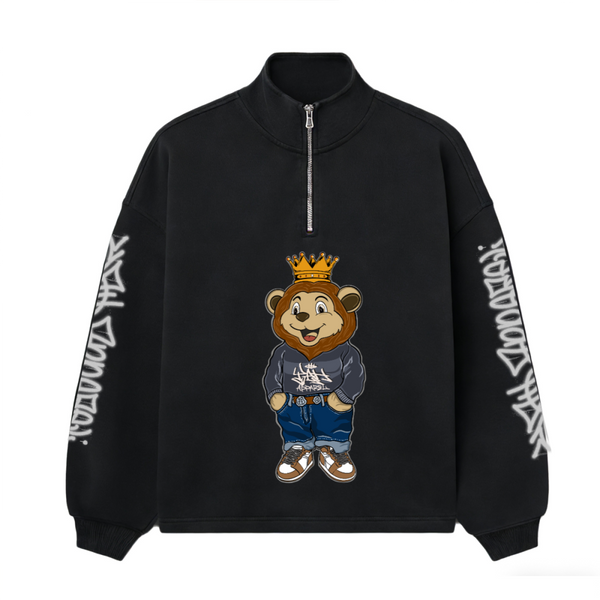 "Work Hard Stay Humble" Unisex Stand-Up Collar Half-Zip Panelled Sweatshirt