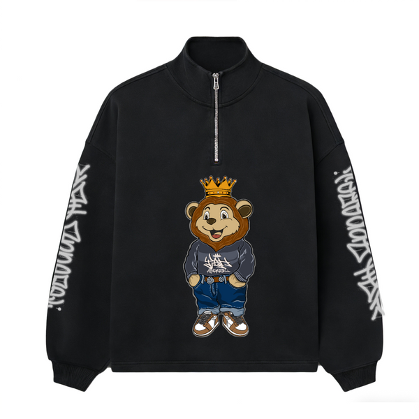 "Work Hard Stay Humble" Unisex Stand-Up Collar Half-Zip Panelled Sweatshirt
