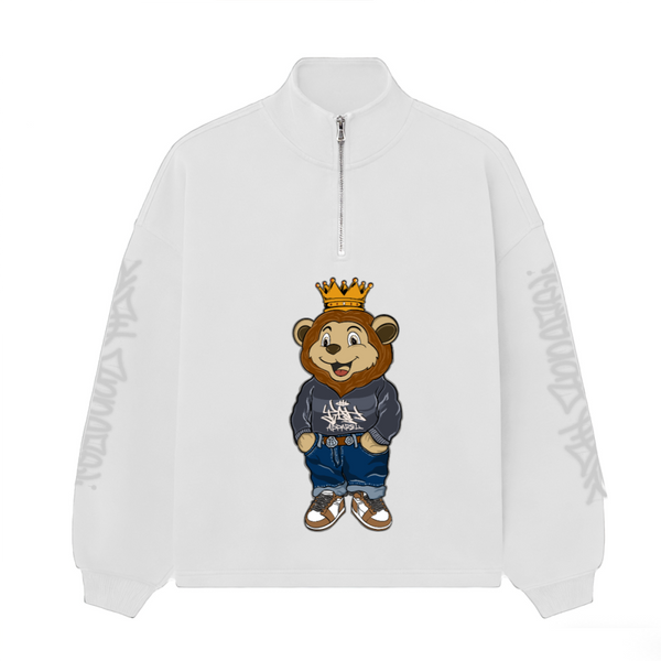 "Work Hard Stay Humble" Unisex Stand-Up Collar Half-Zip Panelled Sweatshirt