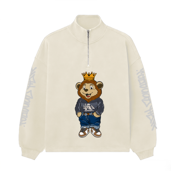 "Work Hard Stay Humble" Unisex Stand-Up Collar Half-Zip Panelled Sweatshirt