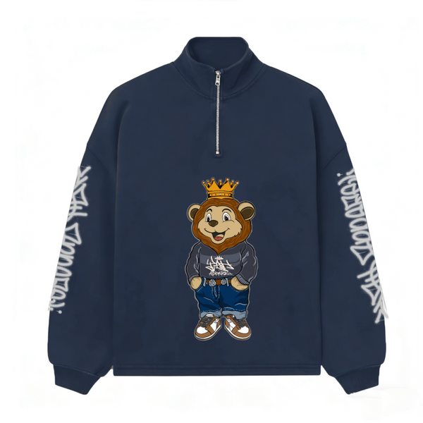 "Work Hard Stay Humble" Unisex Stand-Up Collar Half-Zip Panelled Sweatshirt