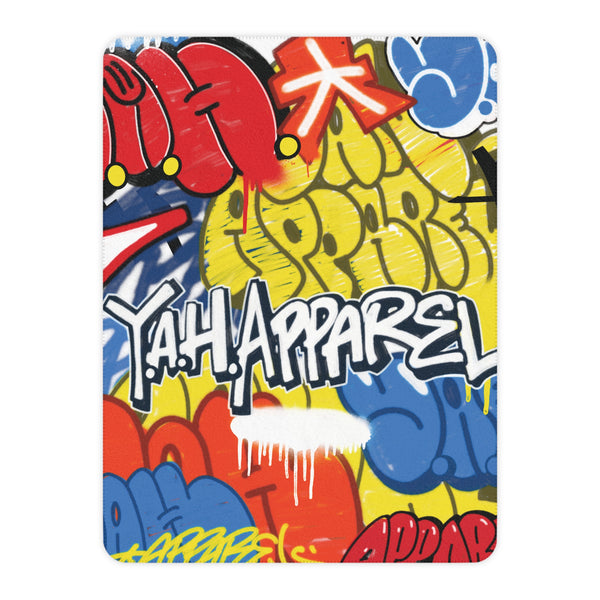 "Y.A.H. Crew Bombed" Tan Sherpa Blanket