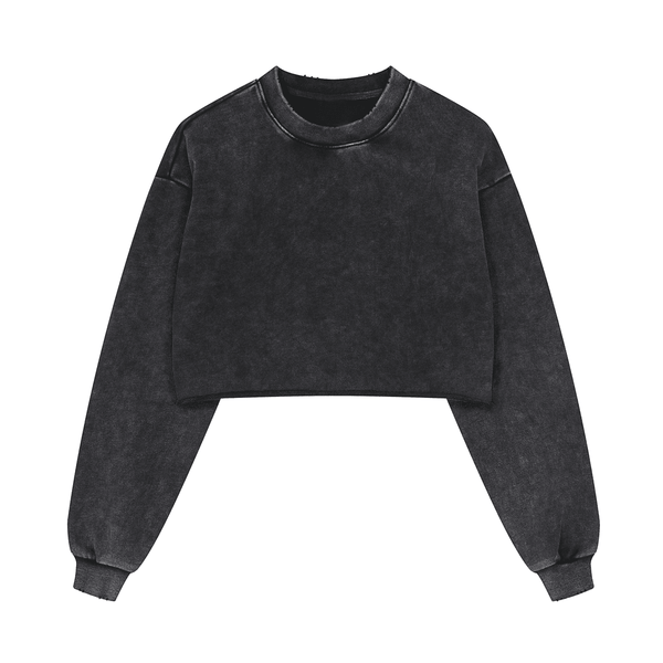 "Stay Fierce Queen"  Washed Distressed Cropped Oversized Sweatshirt