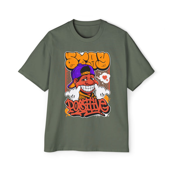 Positive Vibes Oversized Tee - Men's Hip Hop Style Graphic T-Shirt