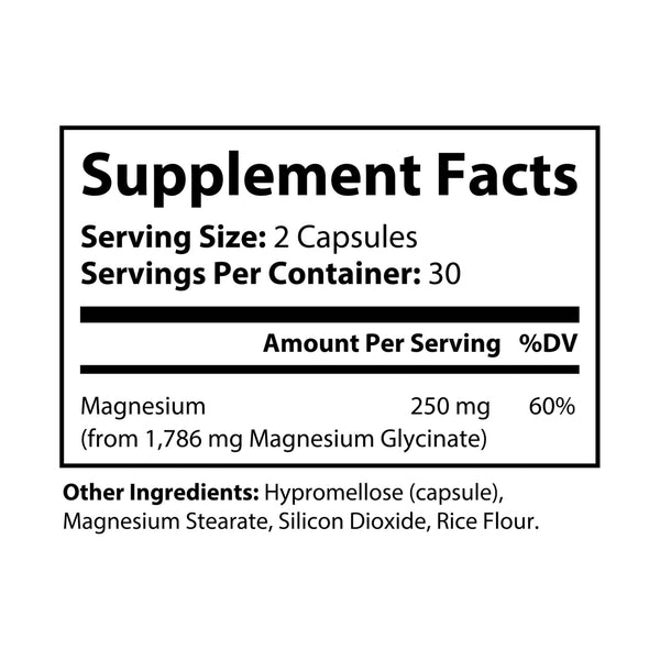 Y.A.H. Wellness Magnesium Glycinate Supplement (60 Capsules)