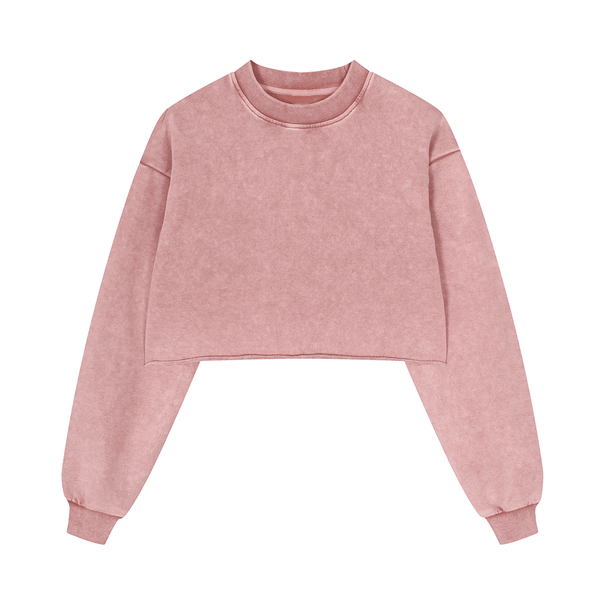"Stay Fierce Queen"  Washed Distressed Cropped Oversized Sweatshirt