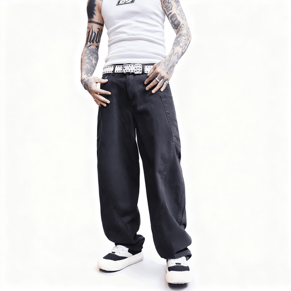 Y.A.H. Vandal Unisex Loose Fit Straight-Leg Washed Basic Jeans