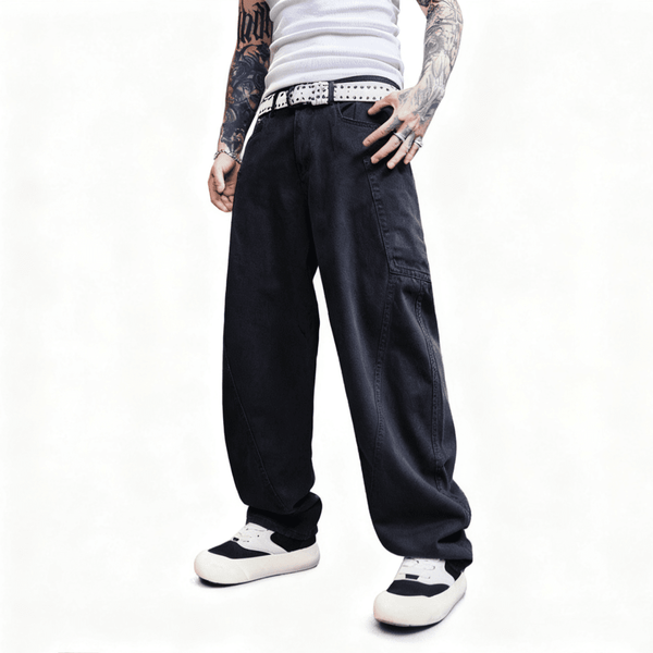 Y.A.H. Vandal Unisex Loose Fit Straight-Leg Washed Basic Jeans