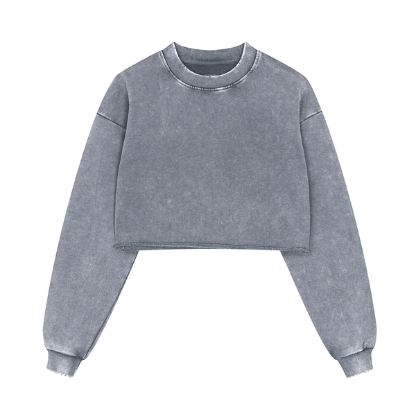 "Stay Fierce Queen"  Washed Distressed Cropped Oversized Sweatshirt