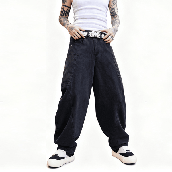Y.A.H. Vandal Unisex Loose Fit Straight-Leg Washed Basic Jeans