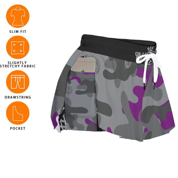 Hashtag PurpSwag Camo Women's Sport Skorts With Pocket