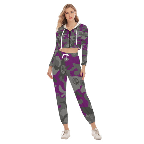 Purpswag Camo Women's Crop Hoodie Sports Set