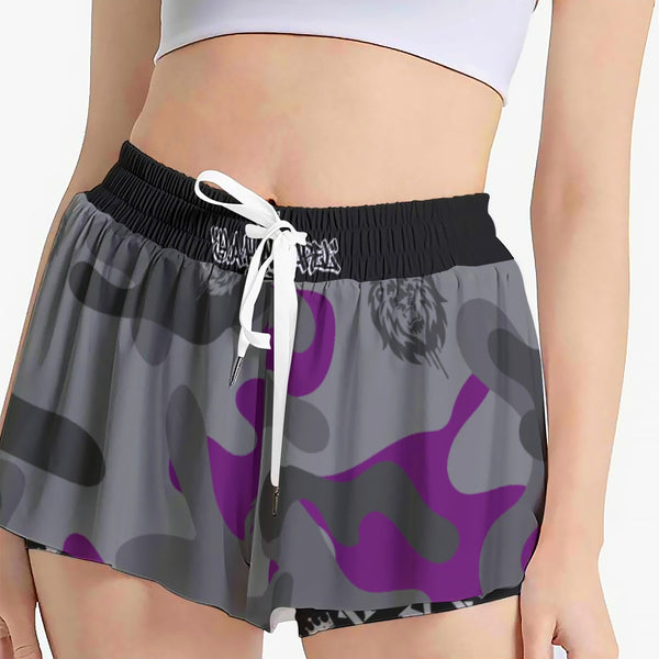 Hashtag PurpSwag Camo Women's Sport Skorts With Pocket