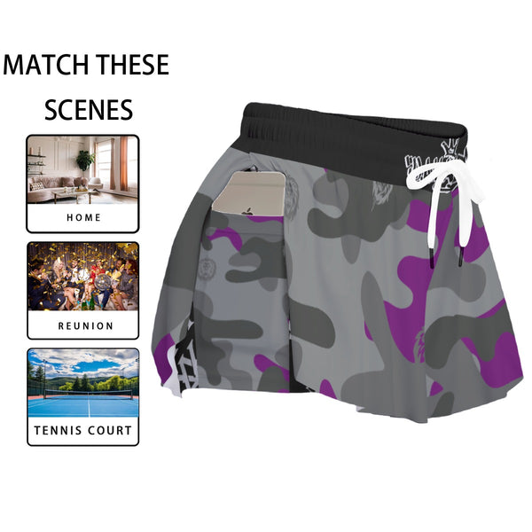 Hashtag PurpSwag Camo Women's Sport Skorts With Pocket