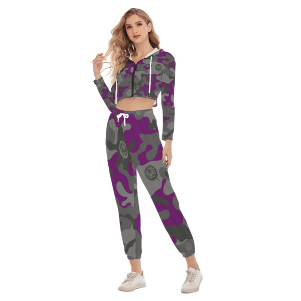 Purpswag Camo Women's Crop Hoodie Sports Set