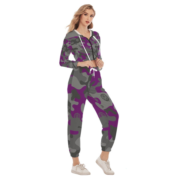 Purpswag Camo Women's Crop Hoodie Sports Set