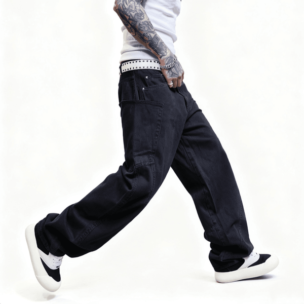 Y.A.H. Vandal Unisex Loose Fit Straight-Leg Washed Basic Jeans