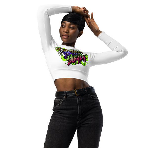 "Stay Blessed And Keep Slayin" Long-Sleeve Crop Top