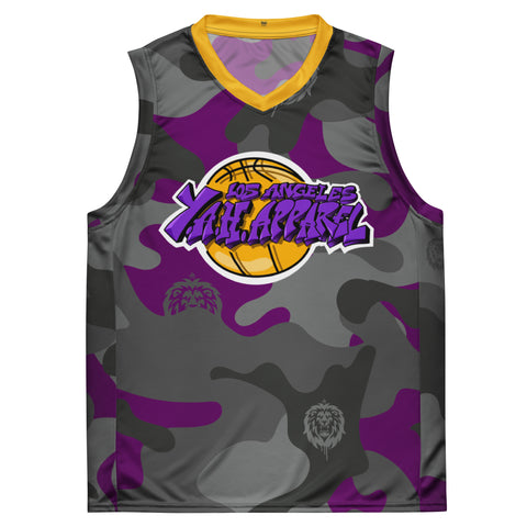 Purple Camo Los Angeles Y.A.H. Unisex Basketball Jersey