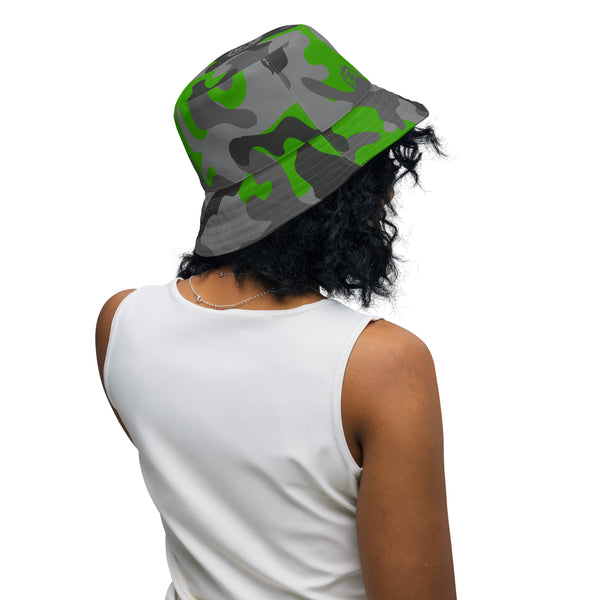 Sunshine/Green Camo Reversible Bucket Hat