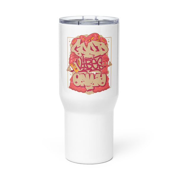 " Good Vibes Only" (Pink Art) Travel mug with a handle