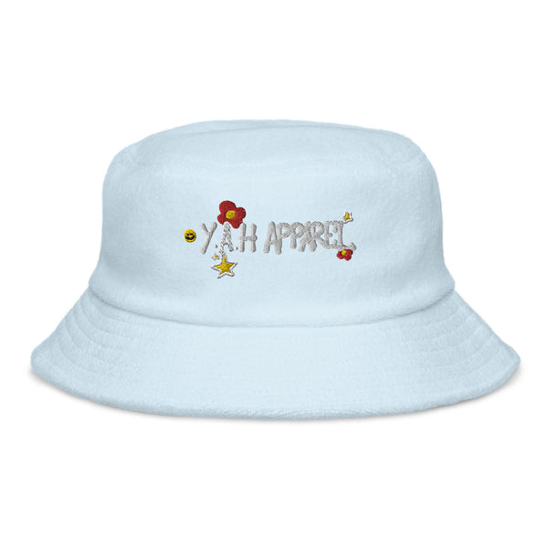 Flower Tag Unstructured Terry Cloth Bucket Hat