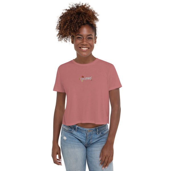 Y.A.H.  Embroidered Flowy Crop Tee