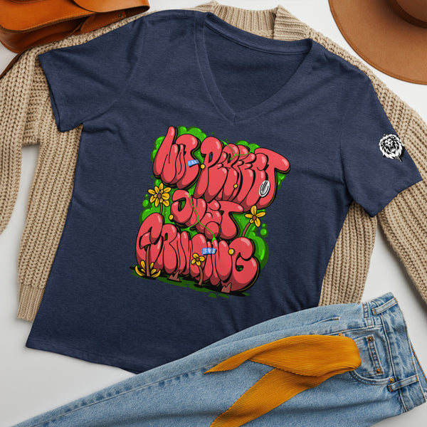 "Not Perfect Just Growing" Women’s Relaxed V-Neck T-Shirt