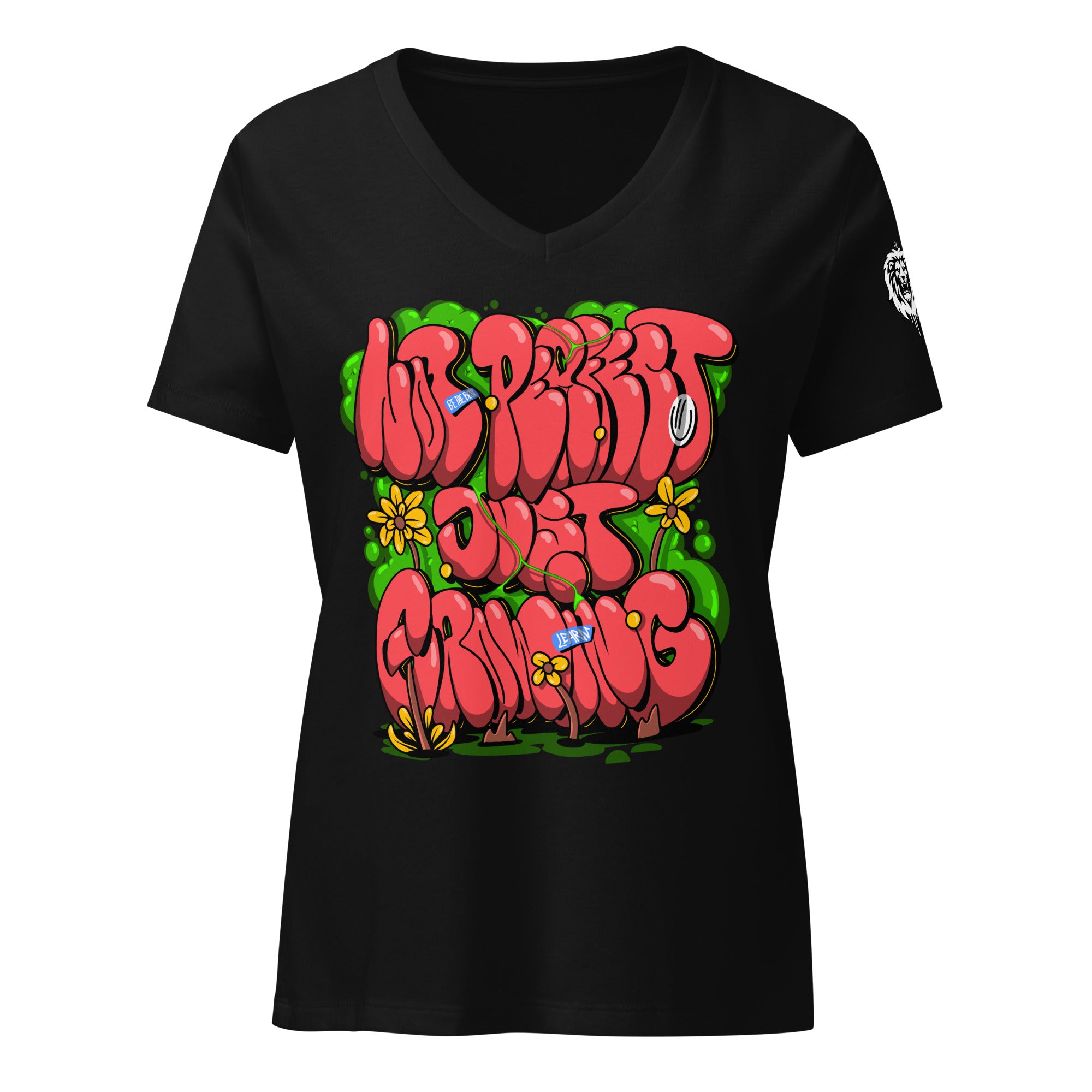 "Not Perfect Just Growing" Women’s Relaxed V-Neck T-Shirt