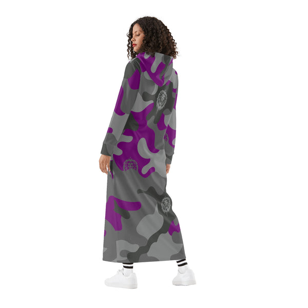 Purple Camo Women's Long Length Hoodie Dress