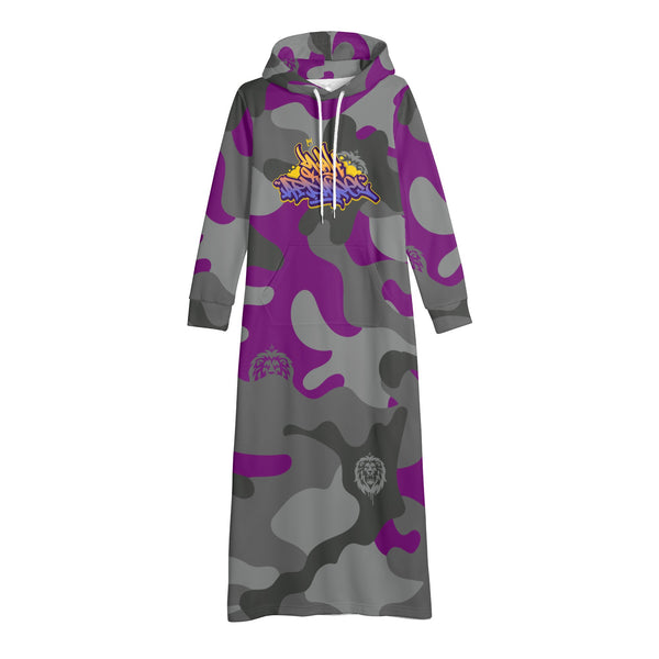 Purple Camo Women's Long Length Hoodie Dress