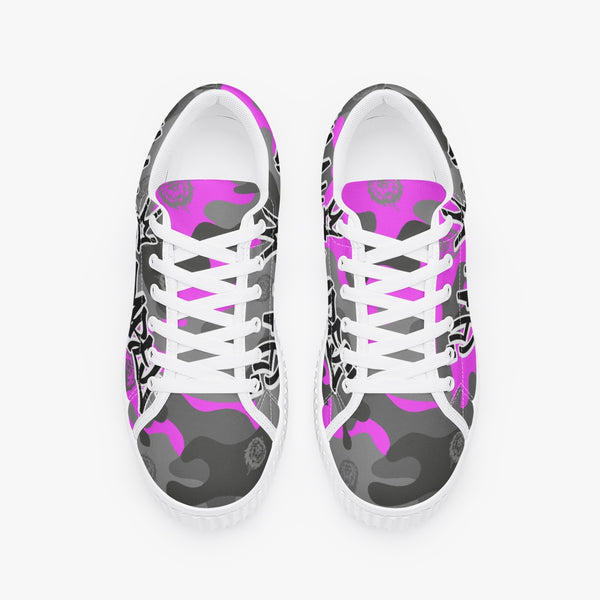 Pink Camo Women’s Low Top Platform Sneakers
