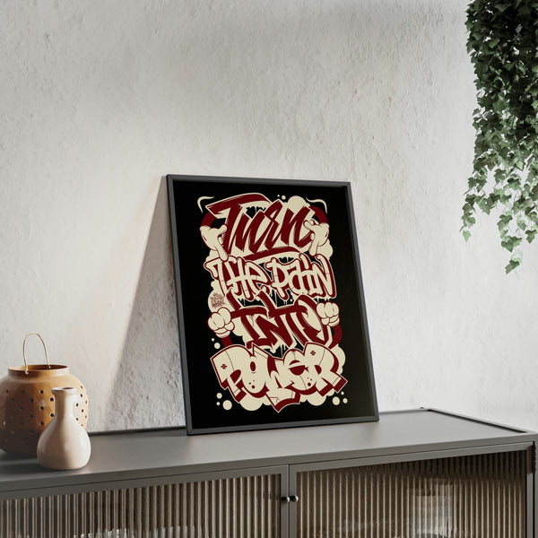 "Turn The Pain Into Power" Posters with Wooden Frame