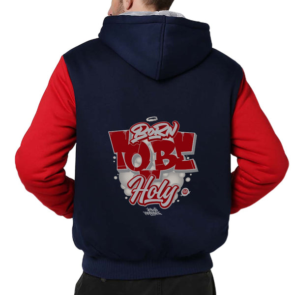 Born To Be Holy Full Zipper Warmth Thick Plus Fleece Sweater
