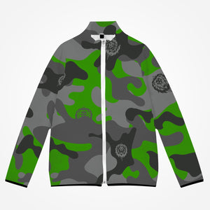 Green Camo Cotton-Pad Zipper-Up Coat