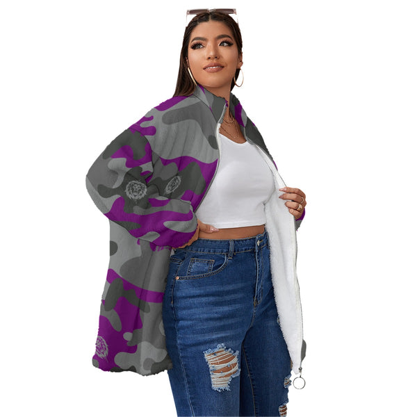 Purple Camo Women's Borg Fleece  Coat
