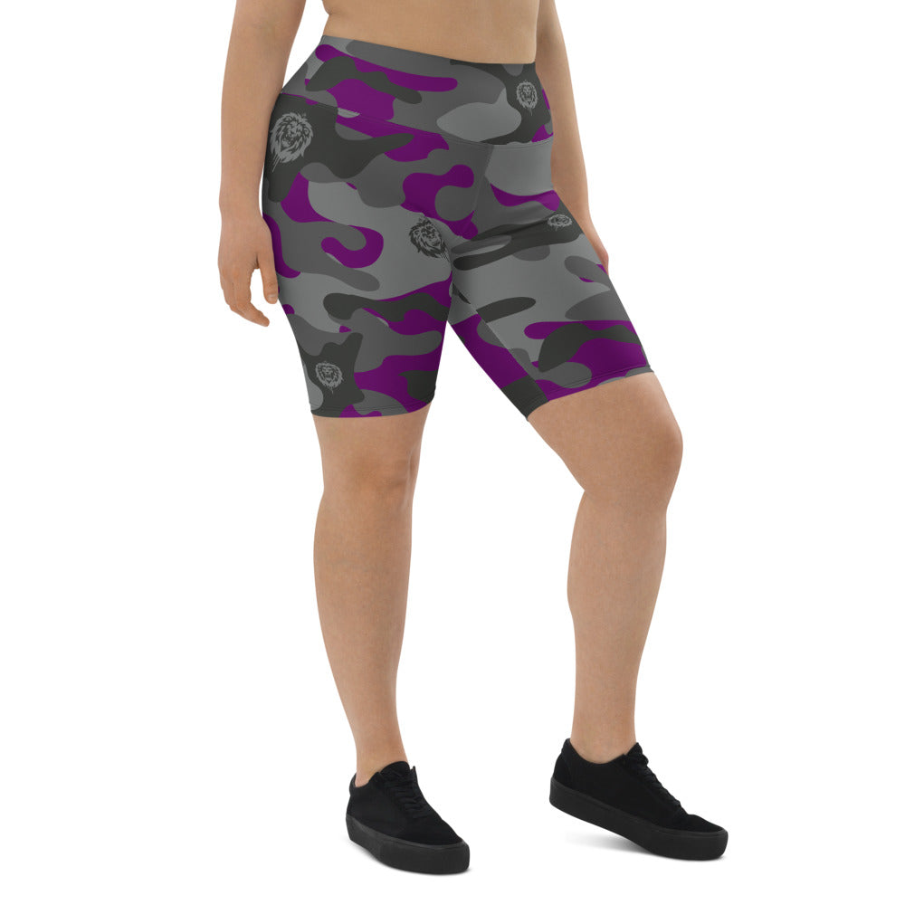 Purple Camo Biker Shorts