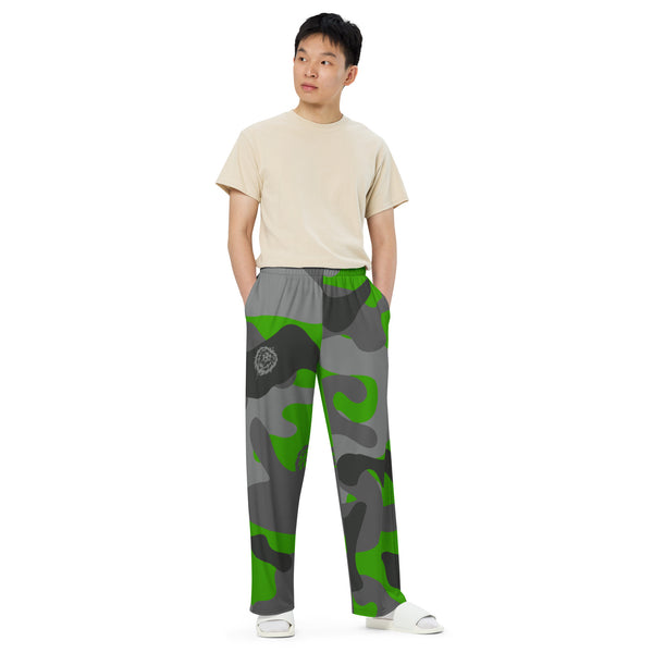 Green Camo Unisex Wide-Leg Pants