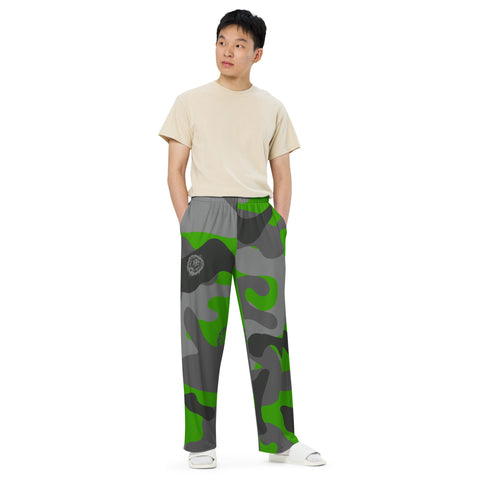 Green Camo Unisex Wide-Leg Pants