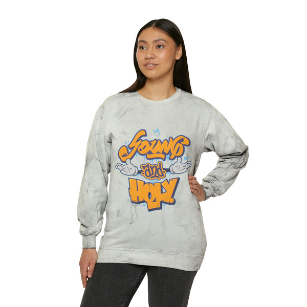 "Young And Holy" Unisex Color Blast Crewneck Sweatshirt